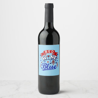 Rótulo De Garrafa De Cerveja Vinho Vermelho e Azul
