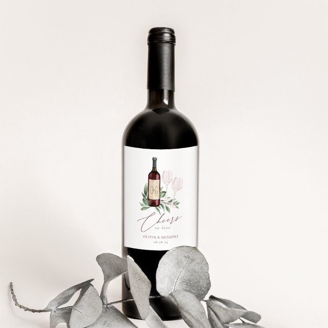 Rótulo De Garrafa De Cerveja Vinho Vermelho Vinho Vidro Botânico Viva a Amor (Criador carregado)
