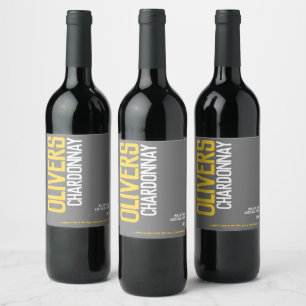 Rótulo De Garrafa De Cerveja Vinhos brancos, vinhetas, texto amarelo personaliz