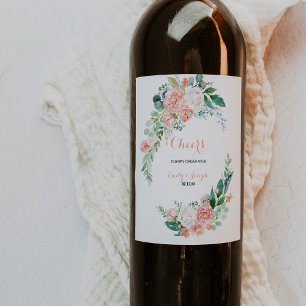 Rótulo De Garrafa De Cerveja Vinhos Tropicais De Casamento Tropical Rosa Modern