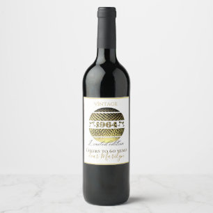 Rótulo De Garrafa De Cerveja Vintage 1964, 60º aniversário do Vinho