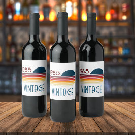 Rótulo De Garrafa De Cerveja Vintage 1985 Retro Stripe Sun