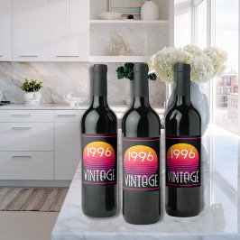 Rótulo De Garrafa De Cerveja Vintage 1996 Neon Retro Stripe Sun 30th Birthday