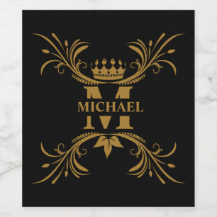 Rótulo De Garrafa De Cerveja Vintage Art Deco Nome Monograma do Ouro