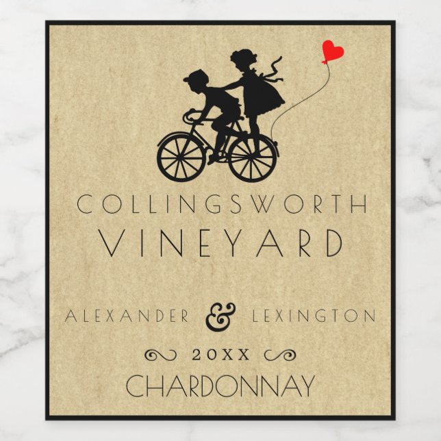 Rótulo De Garrafa De Cerveja Vintage Bicycle Wedding (Rótulo Único)