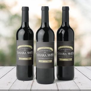 Rótulo De Garrafa De Cerveja Vintage Birthday Rustic Na moda Modern