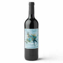 Vintage Blue Song Bird em Folha Música