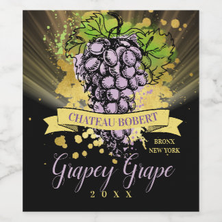 Rótulo De Garrafa De Cerveja Vintage grapes personalized homemade red wine labe