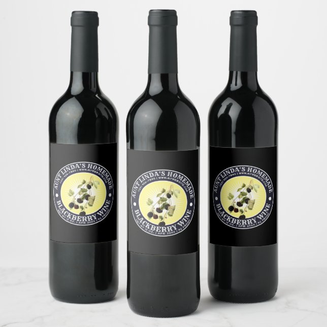 Rótulo De Garrafa De Cerveja Vintage Homemade Blackberry Wine Modelo (Garrafas)