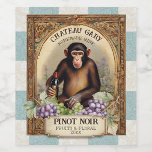 Rótulo De Garrafa De Cerveja Vintage macaco-vinho uva-garrafa personalizada