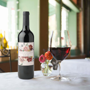 Rótulo De Garrafa De Cerveja Vintage Marsala Blush Pewter Floral