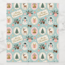 Vintage Merry Christmas Pattern Wrapping Paper