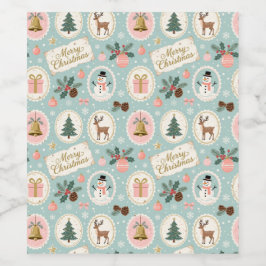 Rótulo De Garrafa De Cerveja Vintage Merry Christmas Pattern Wrapping Paper