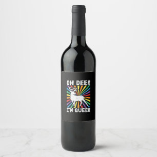Rótulo De Garrafa De Cerveja Vintage Oh Deer Estou Queer Orgulho LGBT Gay Lésbi