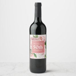 Rótulo De Garrafa De Cerveja Vintage Personalizada Blush Cor-de-Rosa Floral 50º