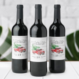 Rótulo De Garrafa De Cerveja Vintage Red Truck Natal