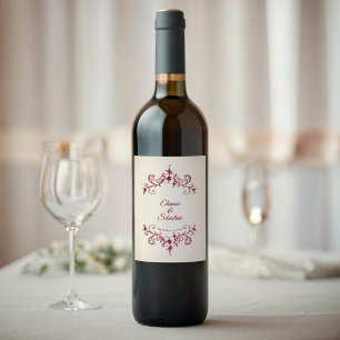Rótulo De Garrafa De Cerveja Vintage Romance Burgundy Casamento Floral