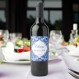 Rótulo De Garrafa De Cerveja Vintage Talavera Azulejo - azulejo azul