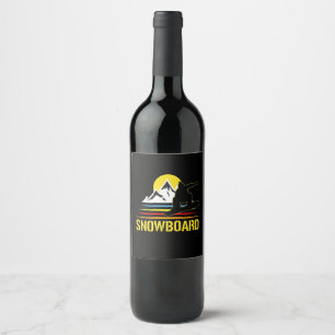 Rótulo De Garrafa De Cerveja Vintagem de Retro Snowboard