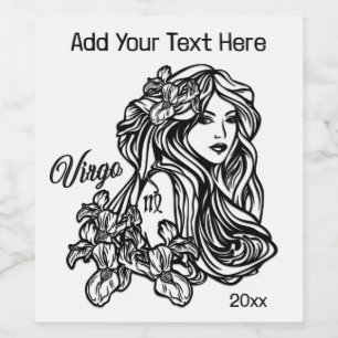 Rótulo De Garrafa De Cerveja Virgo O Vidro Virgem Zodiac Texto De Primeiro Ano