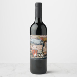 Rótulo De Garrafa De Cerveja Vista de cima de fachadas coloridas de edifícios