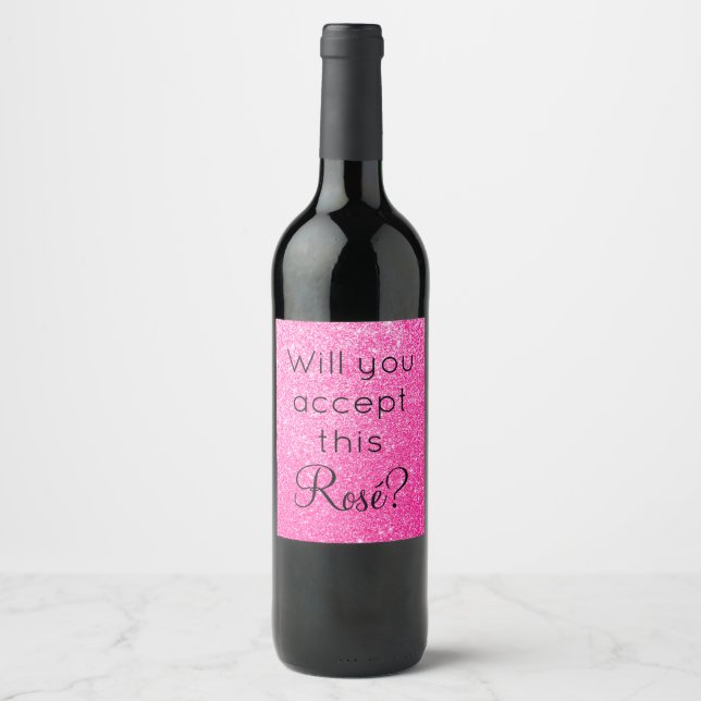 Rótulo De Garrafa De Cerveja Você Aceitará Este Rosa Quente Brilho Brilhar (Frente)