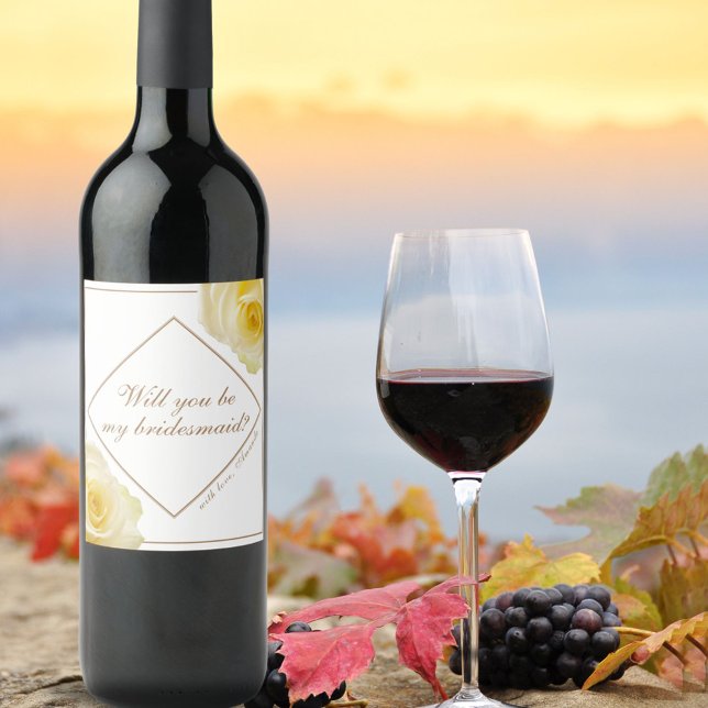 Rótulo De Garrafa De Cerveja Você será minha dama de Bridesmaid Rose Floral (Criador carregado)