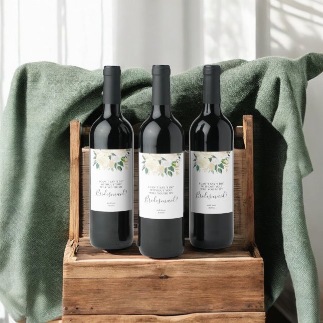 Rótulo De Garrafa De Cerveja Você Será Minha Meia-Coluna Greenery White Flowers (Criador carregado)