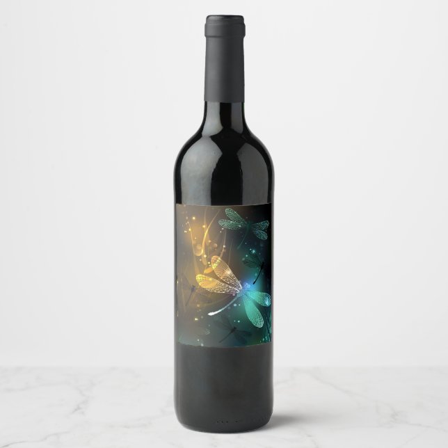 Rótulo De Garrafa De Cerveja Voo luminoso verde de libélula (Frente)