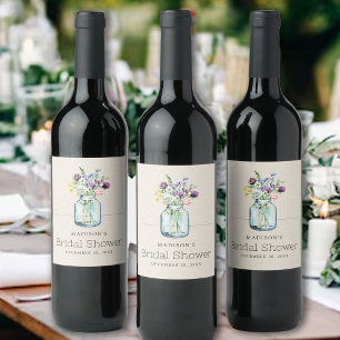 Rótulo De Garrafa De Cerveja Watercolor Flores Selvagens Linen Boho Chá de pane