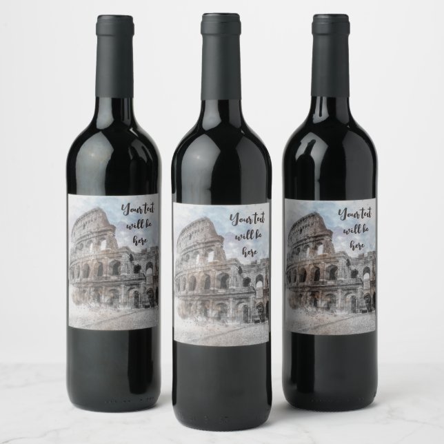Rótulo De Garrafa De Cerveja Watercolor Roma Itália Vinho Label - Personalizado (Garrafas)