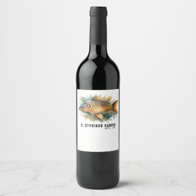 Rótulo De Garrafa De Cerveja Watercolor Series: Carp (Frente)