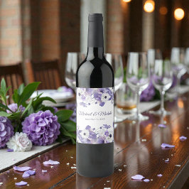Rótulo De Garrafa De Cerveja Watercolor Violet Purple Flowers Wedding