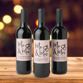 Rótulo De Garrafa De Cerveja Wedding Favor Sr. Sra. Blush