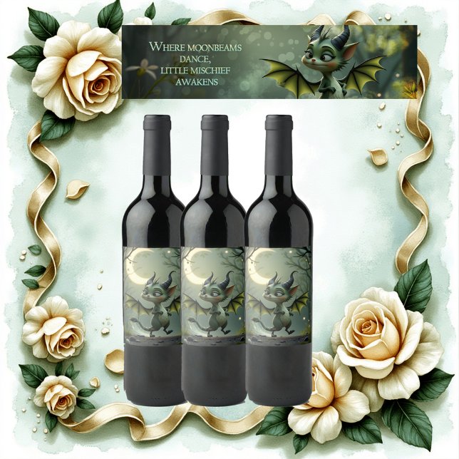 Rótulo De Garrafa De Cerveja Where moonbeams dance, little mischief awakens.  (Criador carregado)