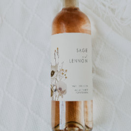 Rótulo De Garrafa De Cerveja Whimsic Wildflower | Rótulo De Vinho De Casamento