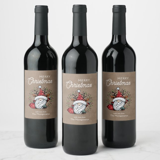Rótulo De Garrafa De Cerveja Whimsical Christmas Gnomo (Garrafas)