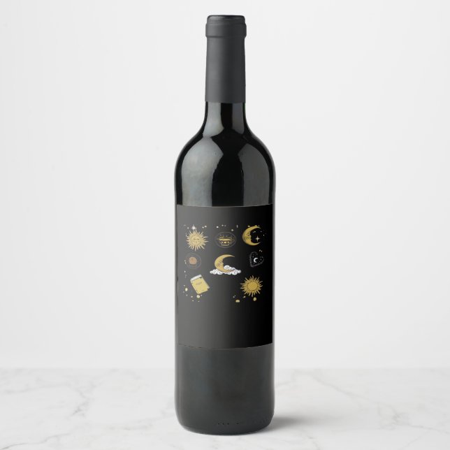 Rótulo De Garrafa De Cerveja Whimsigoth Sun Moon Witchy Classic (Frente)