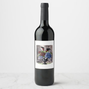 Rótulo De Garrafa De Cerveja Whimsigótico – Estética Clássica de Vaso Floral Gó