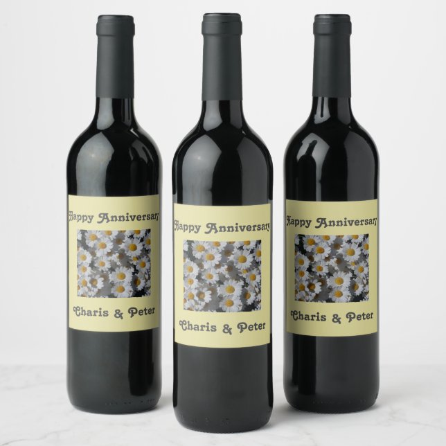 Rótulo De Garrafa De Cerveja White Daisies Devolve rótulo de vinho (Garrafas)