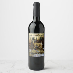 Rótulo De Garrafa De Cerveja Whitetail Deer Doe na Floresta de outono