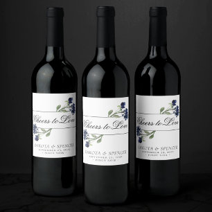 Rótulo De Garrafa De Cerveja Wildbloom Casamento de Jardim Boêmico Azul Cláss