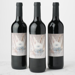 Rótulo De Garrafa De Cerveja Winter Boho Floral Wedding Bege