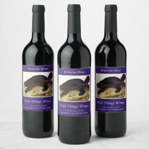 Rótulo De Garrafa De Cerveja Wolverine ou Wolverene (Gulo gulo) por Audubon