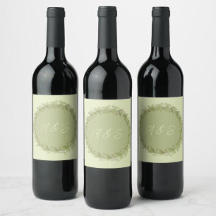 Rótulo De Garrafa De Cerveja Wreath Verde Elegante Personalizada