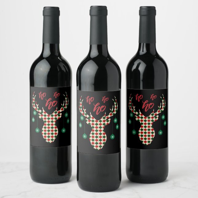 Rótulo De Garrafa De Cerveja Xadrez de Reindeer de Natal (Garrafas)