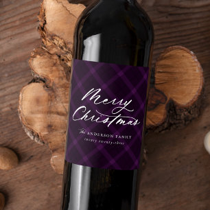Rótulo De Garrafa De Cerveja Xadrez escovada roxa Feliz Natal