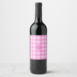 Rótulo De Garrafa De Cerveja Xadrez Rosa com Concha do Mar-