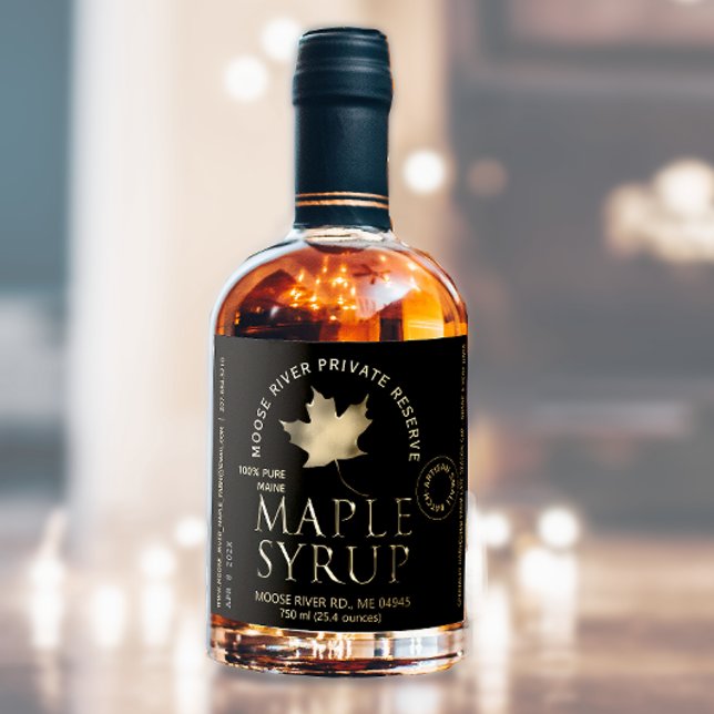 Rótulo De Garrafa De Cerveja Xarope preto de Reserva Privada com Folha Dourada (Criador carregado)