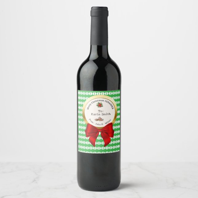 Rótulo De Garrafa De Cerveja XMAS GIFT BAG green & red numbers editable (Frente)